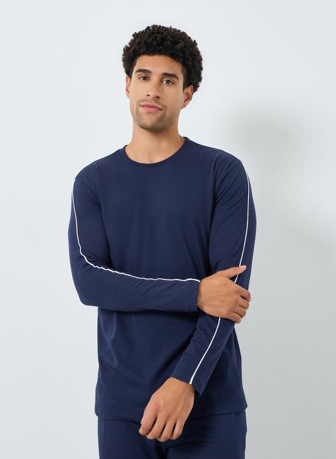 Styli Men Solid Long Sleeves T-Shirt and Pyjama Set - Image 2